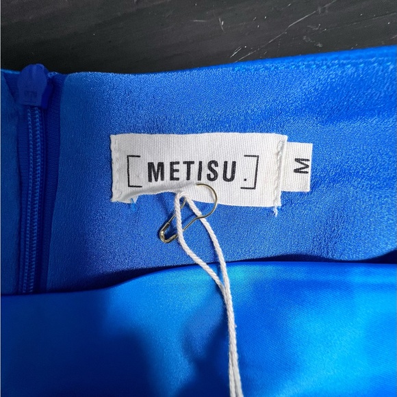 Chic Blue Satin Midi Dress - Picture 9 of 12